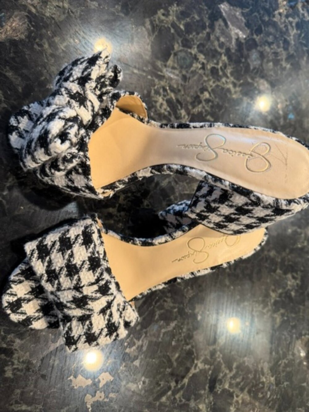 Jessica Simpson Houndstooth Mule Heels – Size 8